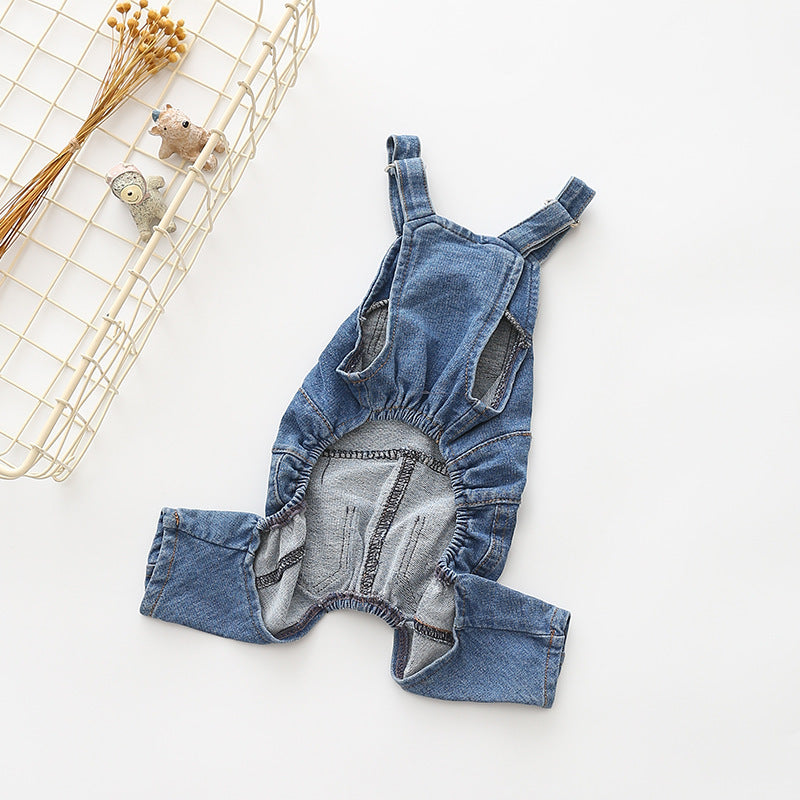 Stretchy Washed Denim Pet Overalls