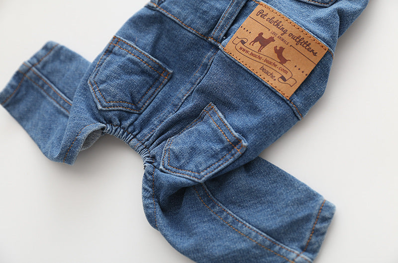 Stretchy Washed Denim Pet Overalls