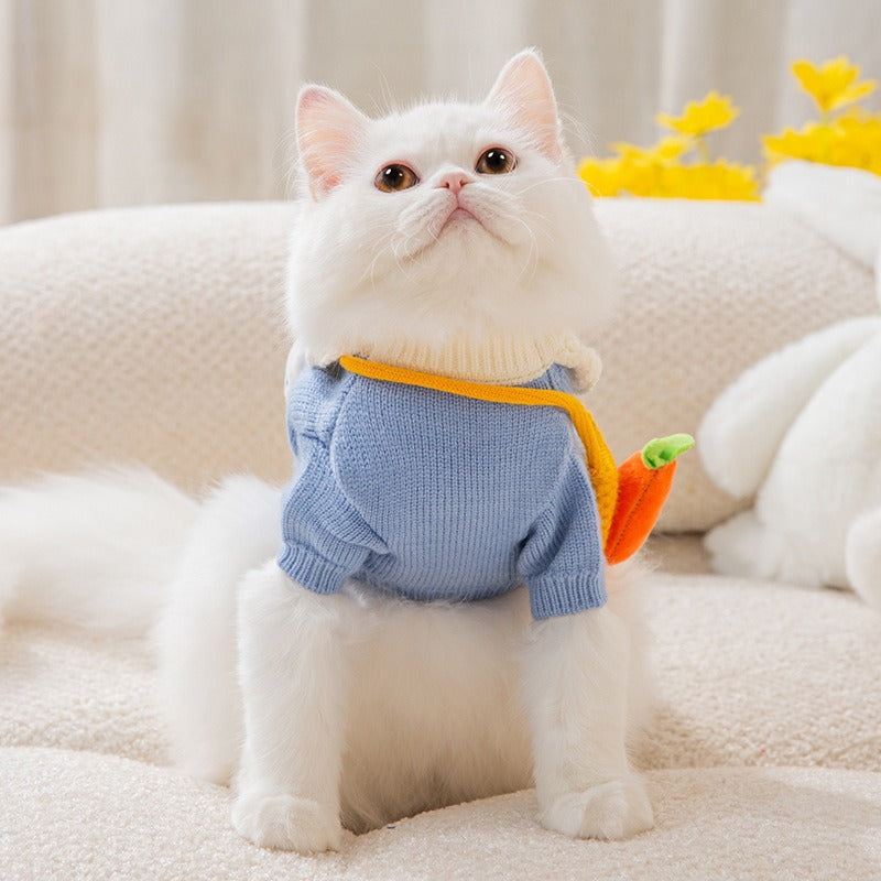 New Cute Cat Clothes Hair proof Autumn Puppet Kitten English Short Blue Cat Pet Autumn Winter Cat Sweater