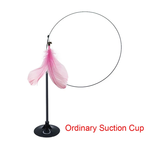Interactive Feather Teaser Wand with Suction Cup