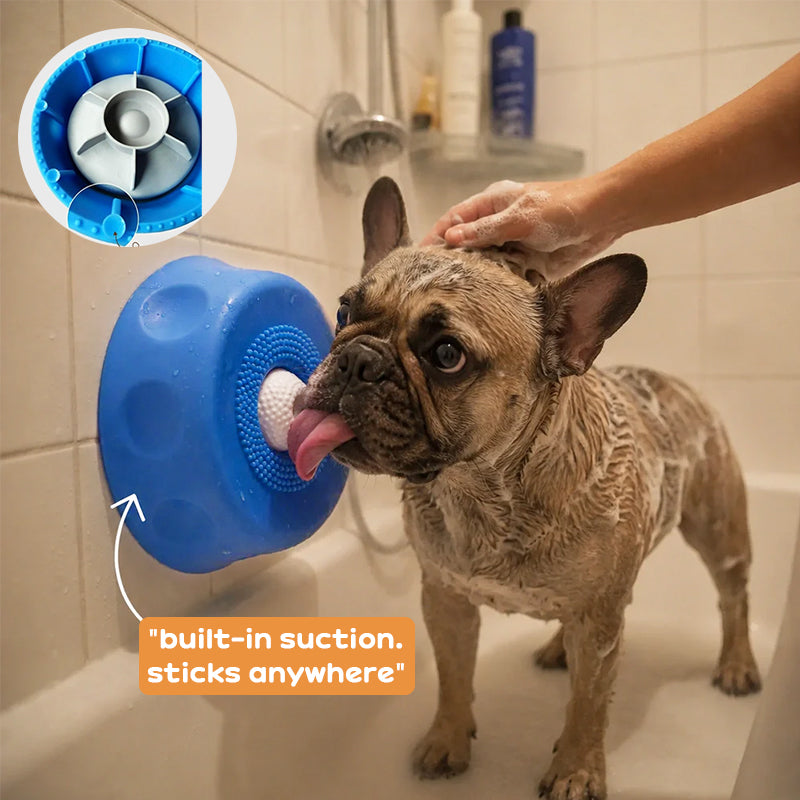 Silicone Dog Lick Bowl Slow Feeder w/ Rolling Ball, Anti-Choking & Non-Slip